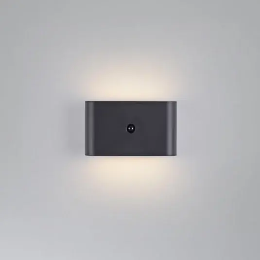 JUST LIGHT. LED tölthető fali lámpa Ziddy fekete érzékelő 3000 K Vásárlói kedvenc