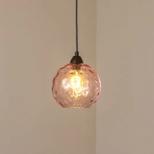 Benek függő világítás, rózsaszín, üveg, Ø 20 cm, E27 Kedvezményes ár