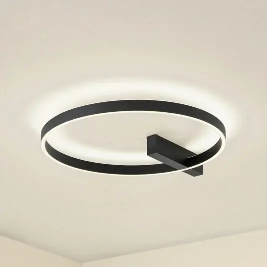 Korlátozott ajánlat Lucande LED mennyezeti lámpa Isalin, 60 cm, fekete, CCT, dimmelhető