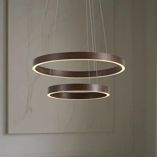 Nézd meg most Lucande LED lógó világítás Yonam, Ø 60 cm, 2 izzós, barna, CCT