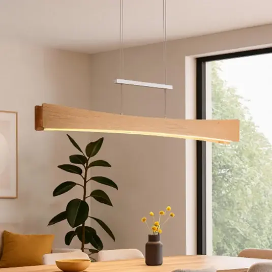 Árengedmény LED lógó világítás Peru, tölgy/nikkel, hossza 116 cm