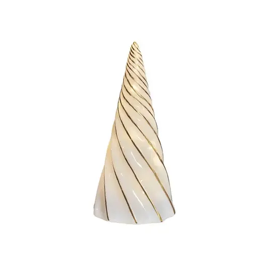 Gyors szállítás LED dekorációs figura Vilma, fehér/arany, magasság 24 cm, üveg, elem