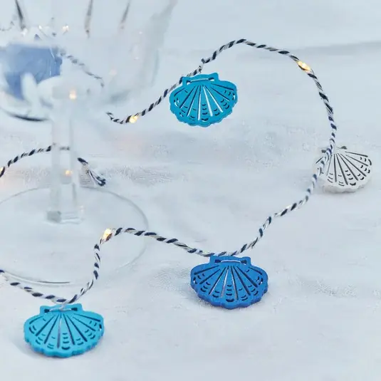 Azonnal elérhető LED fényfüzér Selma Clam, kék, 20 db, elemes működés