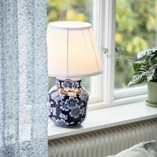 Prémium PR Home Fanny asztali világítás, kék/fehér, kerámia, 47 cm, E27