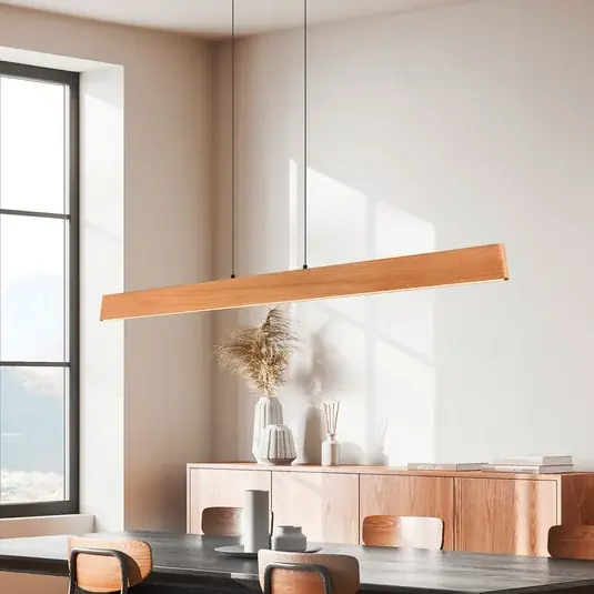 Edgewood LED függő lámpa, hossza 150 cm, fa színű fa, CCT Akciós ár