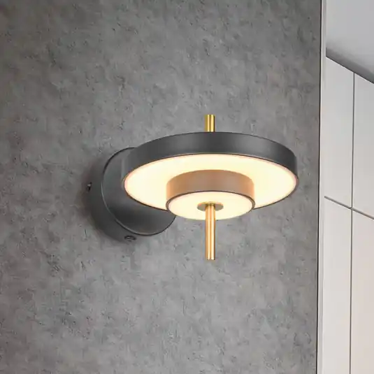 Kedvezmény Keaton LED fali lámpa, fekete/arany színű, Ø 20 cm, fém, CCT