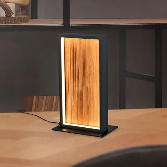 Kalea LED asztali lámpa, magasság 30 cm, fa színű, fa Olcsó