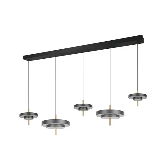Utolsó esély LED lógó lámpa Keaton, fekete/arany színű, 140 cm CCT, 5 izzós.