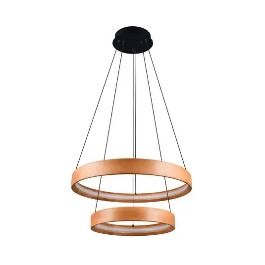 LED lógó lámpa Lynwood, Ø 60 cm, fa színű, fa, 2 izzós. Különleges ajánlat