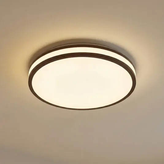 Biztonságos vásárlás Lindby Emiva LED mennyezeti világítás, Ø 40 cm, sötét fa, CCT