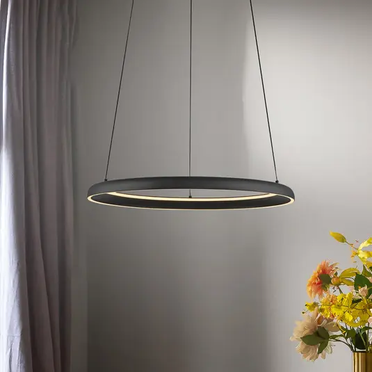 QUILLO LED lógó világítás, fekete, Ø 60 cm, fém, Switchdim Biztonságos vásárlás