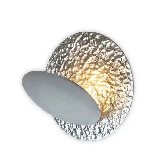 Gyors szállítás CORONARE LED fali lámpa, Ø 26 cm, ezüstszínű, fém, dimmelhető fényerő