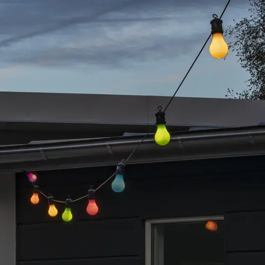 Outlet LED fényfüzér „Party”, pasztell színekben, fényerőszabályozóval, IP44