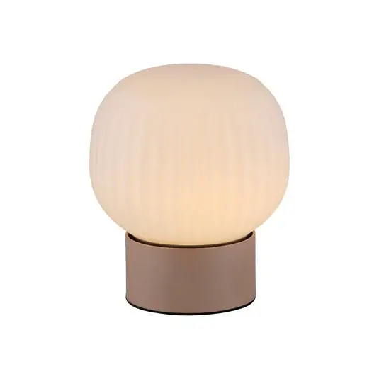 Nami LED asztali világítás, fehér/homokszínű, üveg, vas, magasság 17 cm Kedvezményes ár