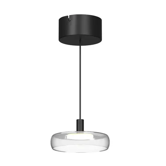 Prémium FLOAT LED lógó világítás, átlátszó/fekete, Ø 20 cm, üveg/fém