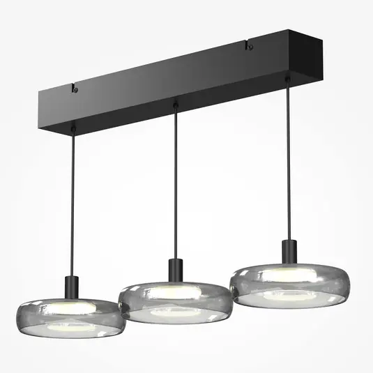 FLOAT LED lógó lámpa, szürke/fekete, 3 izzós, 68 cm, üveg/fém Azonnal elérhető