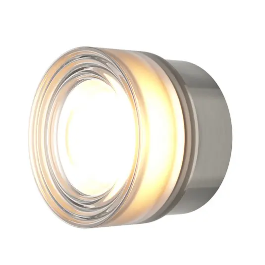Legkelendőbb OLO LED fali világítás, platina/átlátszó, sima felület, Ø 13 cm, CCT