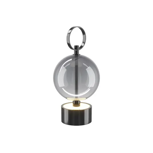DOUBLE MOON LED tölthető asztali világítás, füstszürke, magasság 25 cm, üveg Kiárusítás