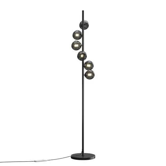 Akciós ár Dallas álló lámpa, fekete/fekete, magasság 150 cm, 6 izzós, dimmelhető