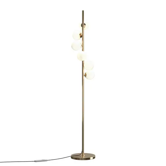 Olcsó Dallas álló lámpa, arany/fehér, magasság 150 cm, 6 izzós, fényerőszabályozóval