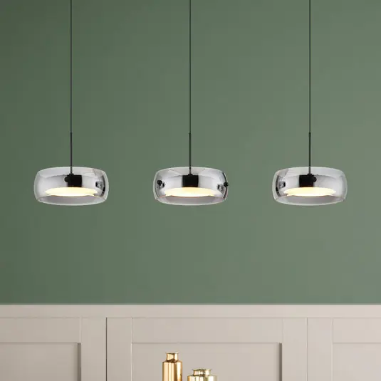 Alacsony ár Livion LED lógó világítás, füstszürke/fekete, üveg, 85 cm
