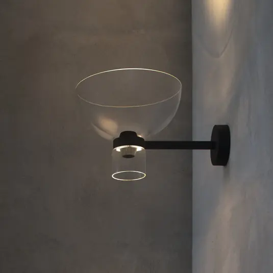 FLOS Nocturne Bowl LED fali világítás, fekete, üveg, dimmelhető fényerővel Gyors szállítás