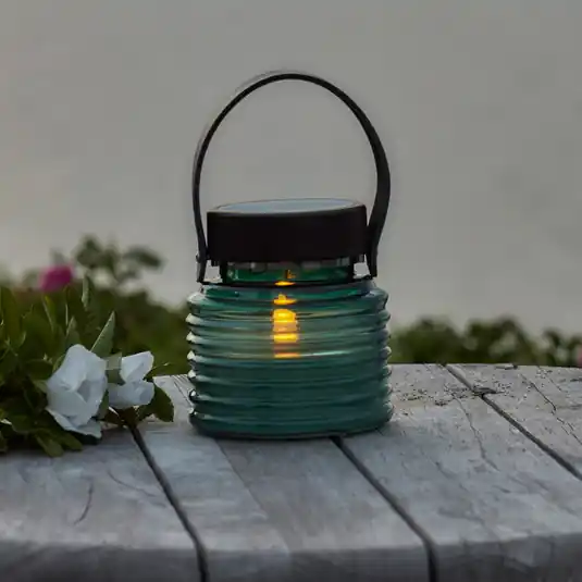Aston Jar LED napelemes világítás, magasság 12 cm, zöld/barna, IP44 Kiárusítás