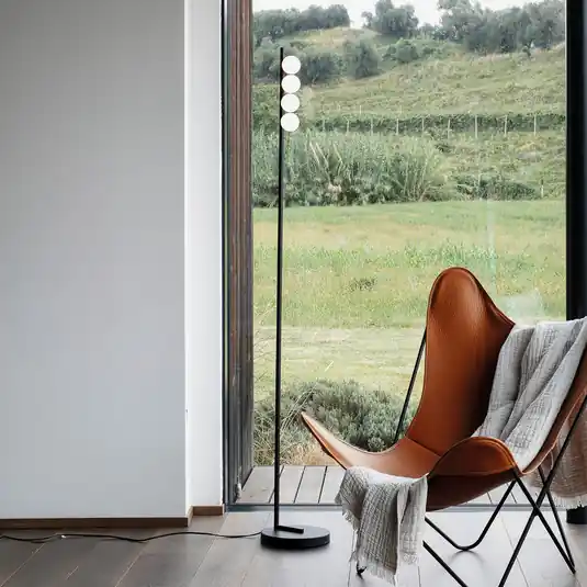 IDEAL LUX Binomio LED álló lámpa, fekete, 155 cm, fém, 4 izzós Árcsökkenés