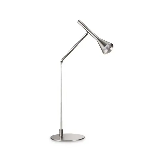 Vásárlói kedvenc IDEAL LUX Diesis LED asztali lámpa, nikkel, magasság 65 cm, fényerőszabályozóval