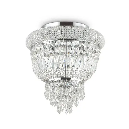 Különleges ajánlat IDEAL LUX mennyezeti lámpa, Dubai, króm/átlátszó, Ø 32 cm, kristály