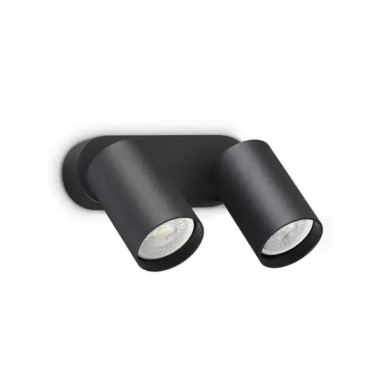 Olcsóbb IDEAL LUX Dynamite Round fali spotlámpa, fekete, 16,5 cm, 2 izzós