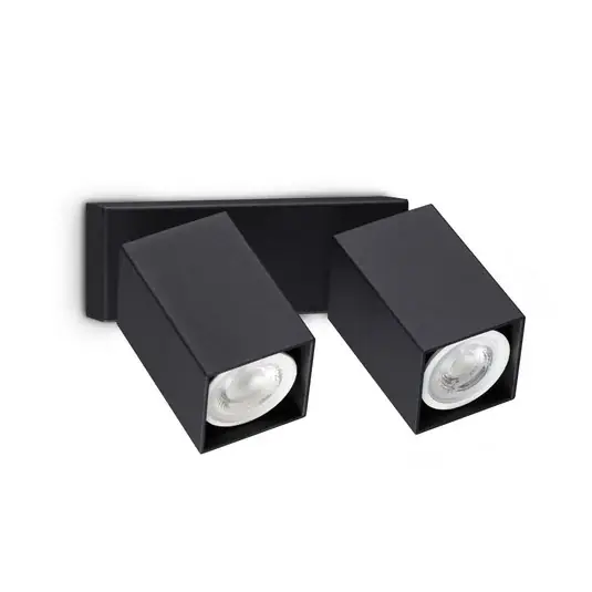 Azonnal elérhető IDEAL LUX Dynamite Square fali spotlámpa, fekete, 16,5 cm, 2 izzós
