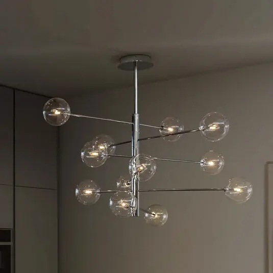 Biztonságos fizetés IDEAL LUX Equinoxe lógó lámpa, króm/átlátszó, 12 izzós