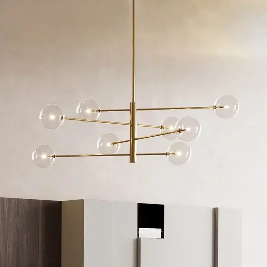 IDEAL LUX Equinoxe lógó lámpa, sárgaréz/borostyán, 8 izzós Legkelendőbb
