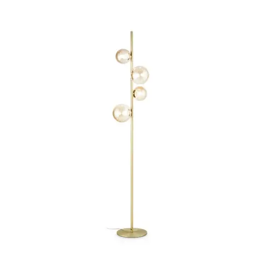 Expressz szállítás IDEAL LUX Perlage álló lámpa, sárgaréz/borostyánszínű, magasság 164 cm, 4 izzós