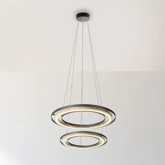 Szuper akció Rilas LED lógó világítás, fekete/fa, átmérő 57 cm, dimmelhető