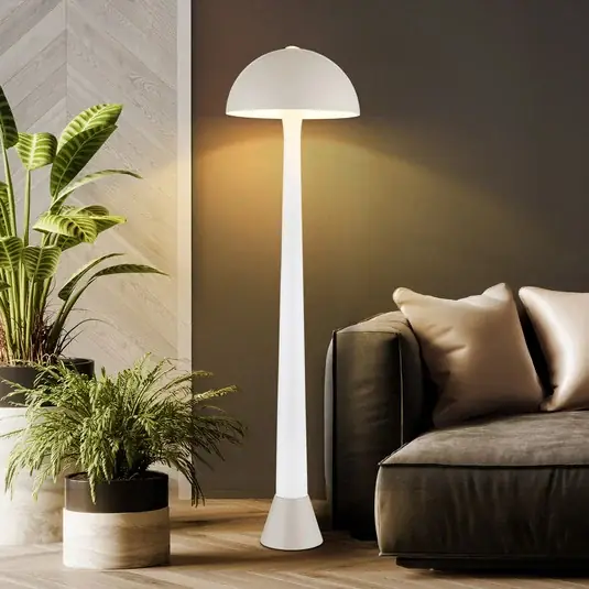 Biztonságos vásárlás Merlin álló világítás, homokszínű/fehér, fém, 150 cm magas, E27
