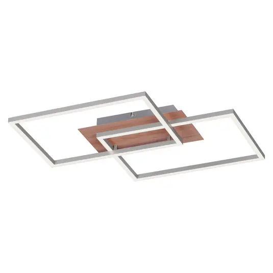 LED mennyezeti világítás Iven, dimmelhető, acél/fa, 50,4x42cm Rendeld meg most