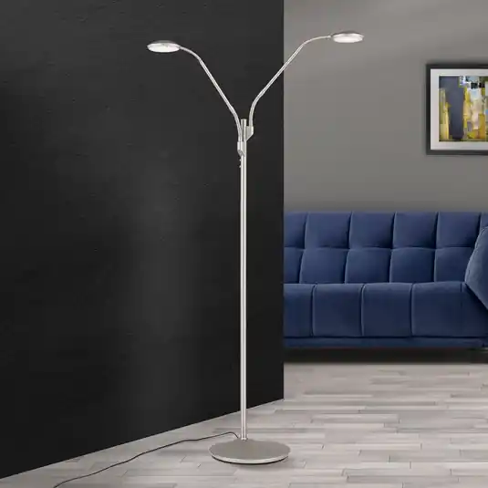 LED állólámpa Kobra, kettős lángú, nikkel-matt Végkiárusítás