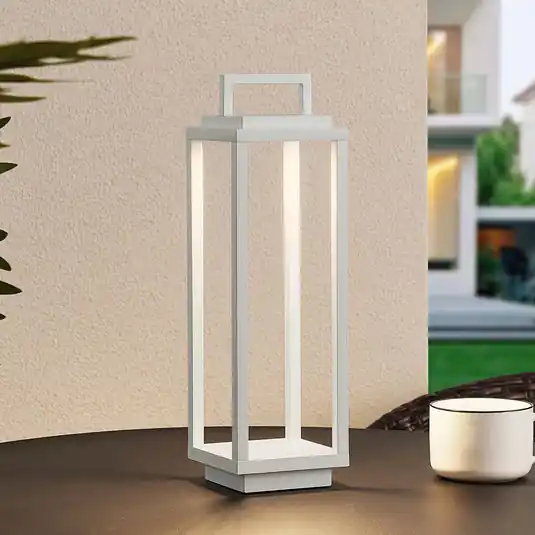 Lucande LED kültéri lámpa Mirina, fehér, újratölthető akkumulátorral, Csak ma