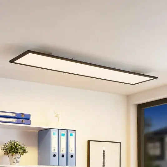 Kiárusítás Lindby Nelios LED panel, 120 x 30 cm, CCT, fekete, fém