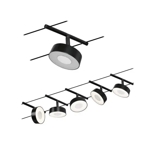 Paulmann Circle LED kábelrendszer 5fl. matt fekete Biztonságos fizetés