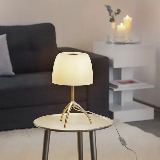 Foscarini Lumiere 30 asztali világítás, 35 cm, buborékos üveg, be/ki Legkelendőbb