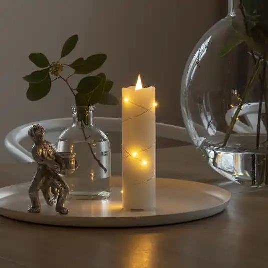 Szuper ajánlat LED viaszgyertya krémszínű krémfény borostyán 17,8 cm