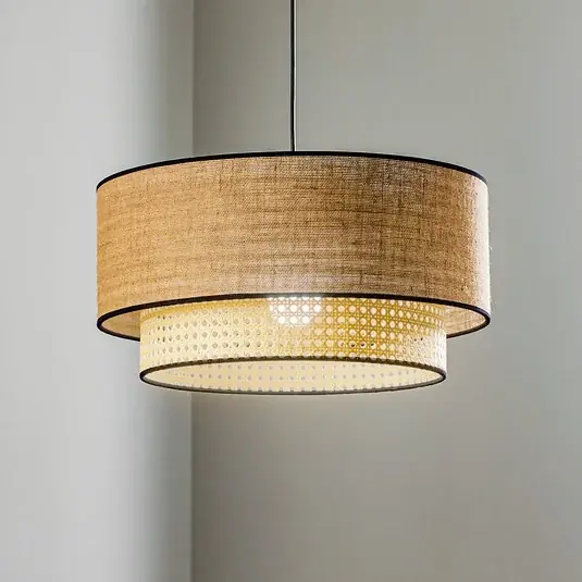 Boho lógó világítás, barna/fa, átmérő 45 cm, textil/rattan Expressz kézbesítés