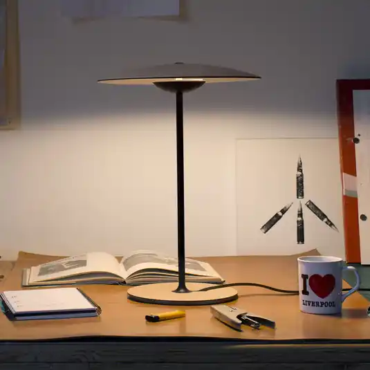 Olcsó MARSET Ginger S LED asztali lámpa Ø32cm tölgy/fehér