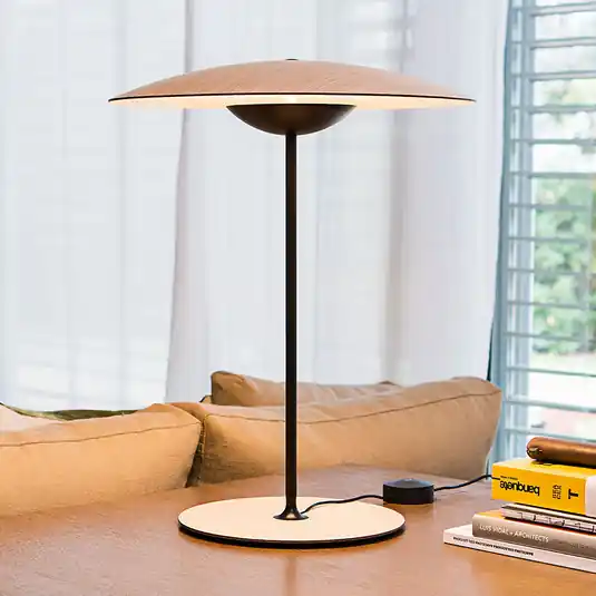 Akciós ár MARSET Ginger M LED asztali világítás Ø42cm tölgy/fehér