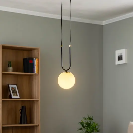 Biztonságos fizetés Glam függő lámpa, fekete/opál, 1 izzó