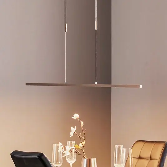 Azonnali szállítás Quitani LED-es függőlámpa Tolu, nikkel, hossza 118 cm