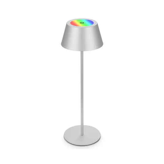Szuper akció Kiki LED-es újratölthető asztali lámpa, matt króm, IP44, 3000 K, RGBW